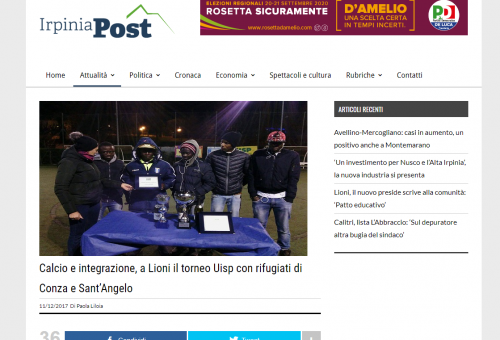 Calcio e integrazione, a Lioni il torneo Uisp con rifugiati di Conza e Sant’Angelo