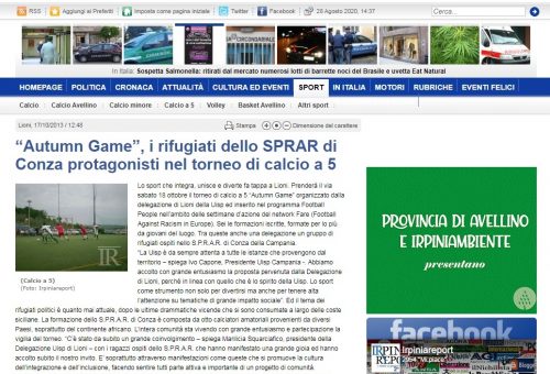 “Autumn Game”, i rifugiati dello SPRAR di Conza protagonisti nel torneo di calcio a 5